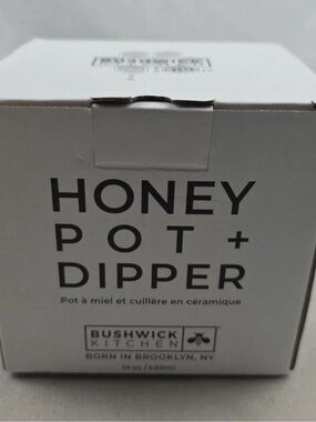 Honey Pot + Dipper Ceramic Set - Bushwick Kitchen - White